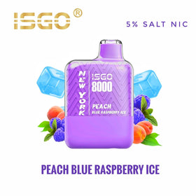 ISGO -  NEW YORK 5% 8000 PUFFS ( PEACH BLUE RASPBERRY ICE )