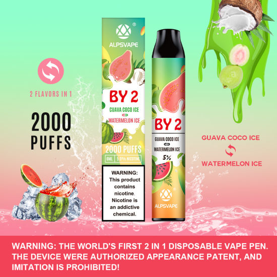 ALPSVAPE - BY2 DISPOSABLE 5 % 2000 PUFFS ( GUAVA COCO ICE + WATERMELON ICE )