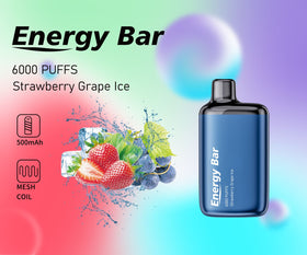 ENERGY BAR - 6000 PUFFS 5% (  STRAWBERRY GRAPE ICE  )