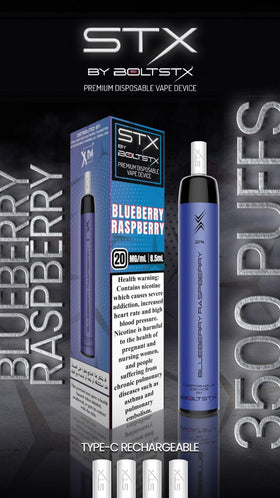 BOLTSTX - STX RECHARGBLE 3500 PUFFS 2% ( BLUEBERRY RASPBERRY )