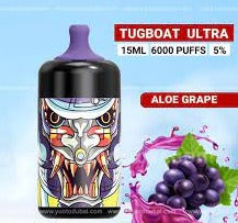 TUGBOAT - ULTRA Disposable 6000 PUFFS 5% ( ALOE GRAPE )