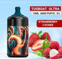 TUGBOAT - ULTRA Disposable 6000 PUFFS 5% ( STRAWBERRY LYCHEE )