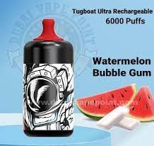 TUGBOAT - ULTRA Disposable 6000 PUFFS 5% ( WATERMELON BUBBLEGUM )