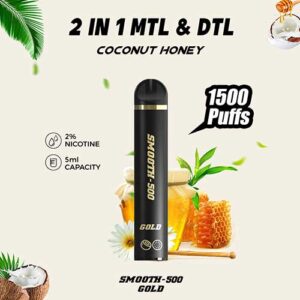 SMOOTH - 500 GOLD 1500 PUFFS ( COCONUT HONEY 2% )