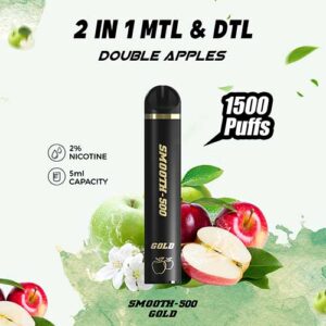 SMOOTH - 500 GOLD 1500 PUFFS ( DOUBLE APPLE 2% )